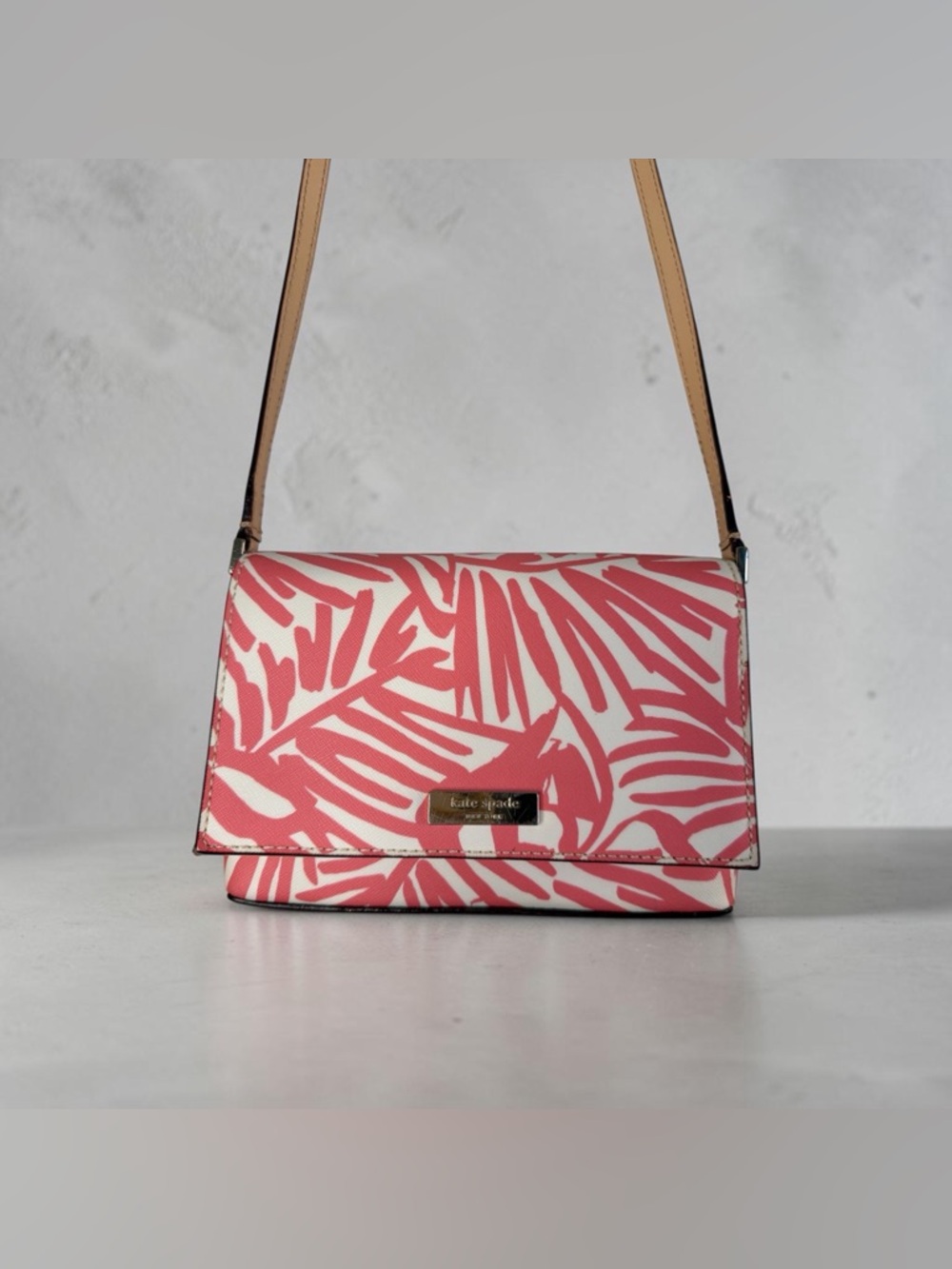 EUC kate spade Pink Leaf Print Crossbody Bag